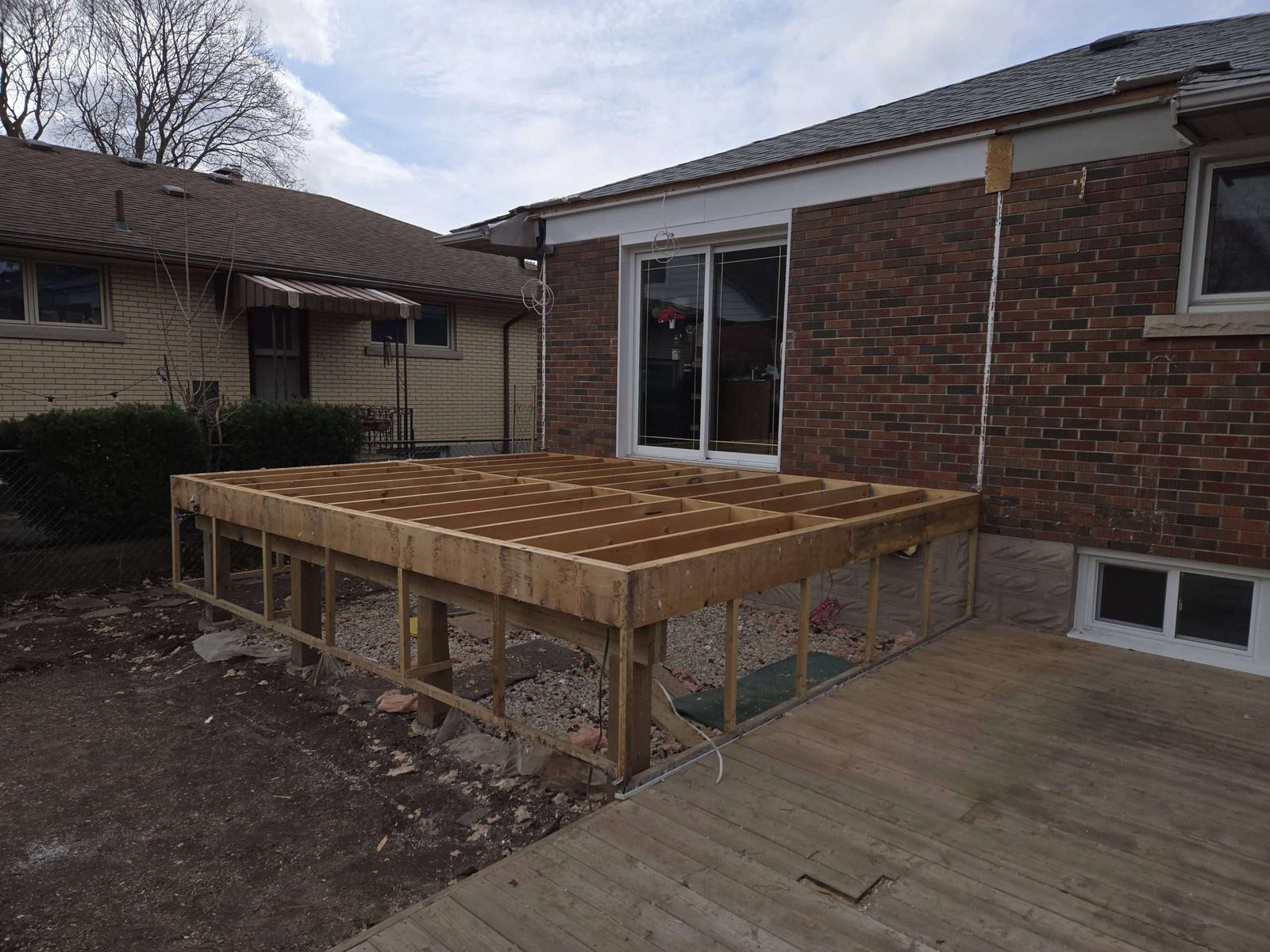 Newly built backyard deck